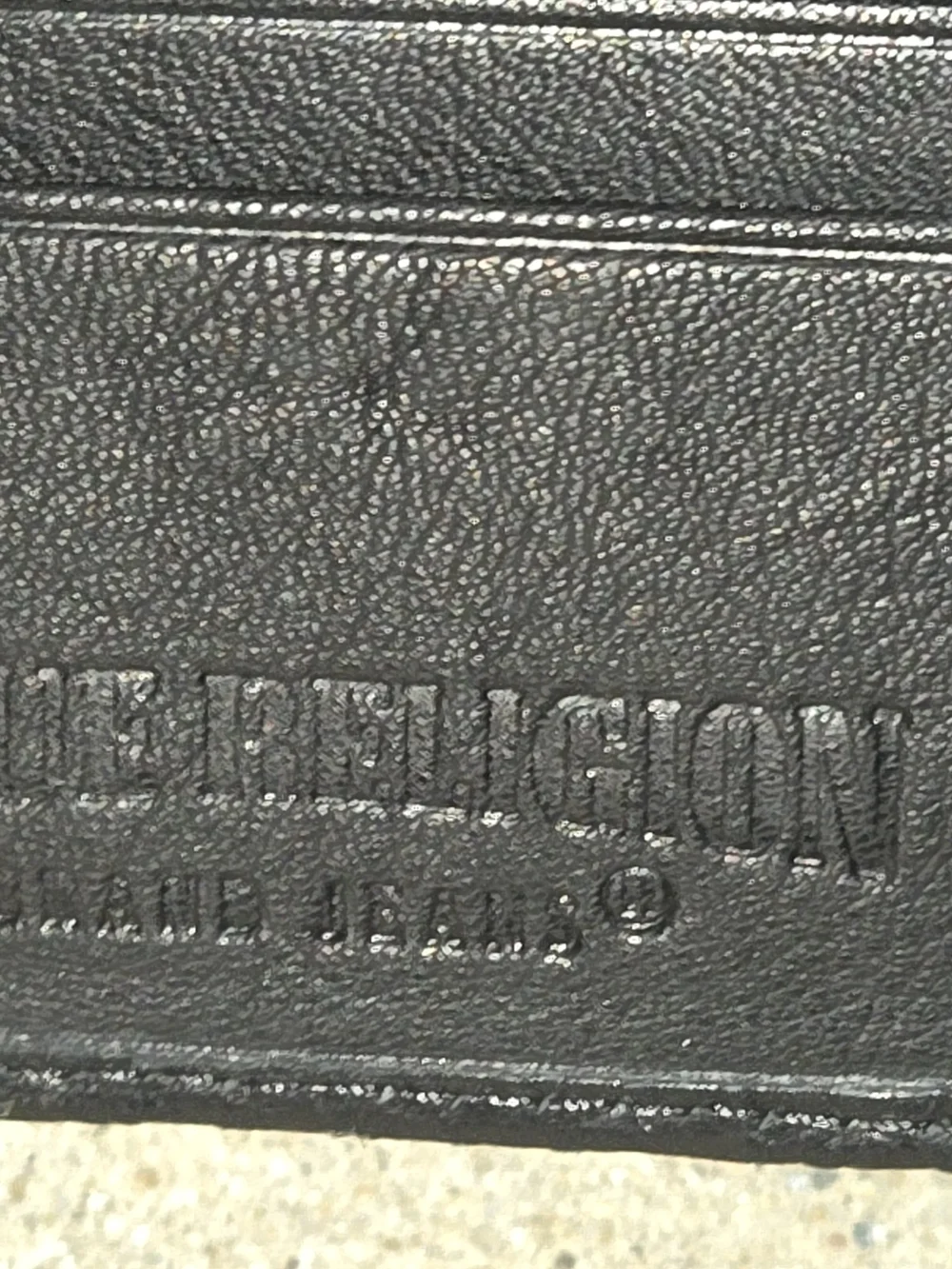 True Religion Embossed Black Leather Wallet